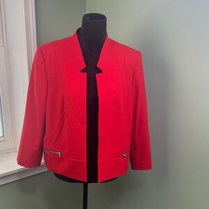 Tahari Red Blazer with Zippered Pockets 12